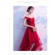 EG58 新娘敬酒服2019新款春季一字肩修身性感紅色前短後長結婚禮服裙女