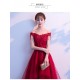 EG58 新娘敬酒服2019新款春季一字肩修身性感紅色前短後長結婚禮服裙女