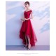 EG58 新娘敬酒服2019新款春季一字肩修身性感紅色前短後長結婚禮服裙女