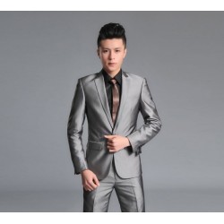 新郎 結婚禮服 男士西裝 面試 岳父 表演 演講 商務 宴會 西服套裝 新款 修身 毛料 韓版 出租