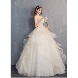 Ld22 主婚紗禮服女2020新款新娘結婚抹胸吊帶V領蓬蓬裙顯瘦齊地春季輕婚紗永和店