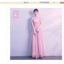 PL12 bride maid long gray pink red stand